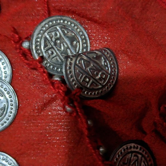 Red Belly Dancing Coin Scarf / Belt - Picture 3 of 3